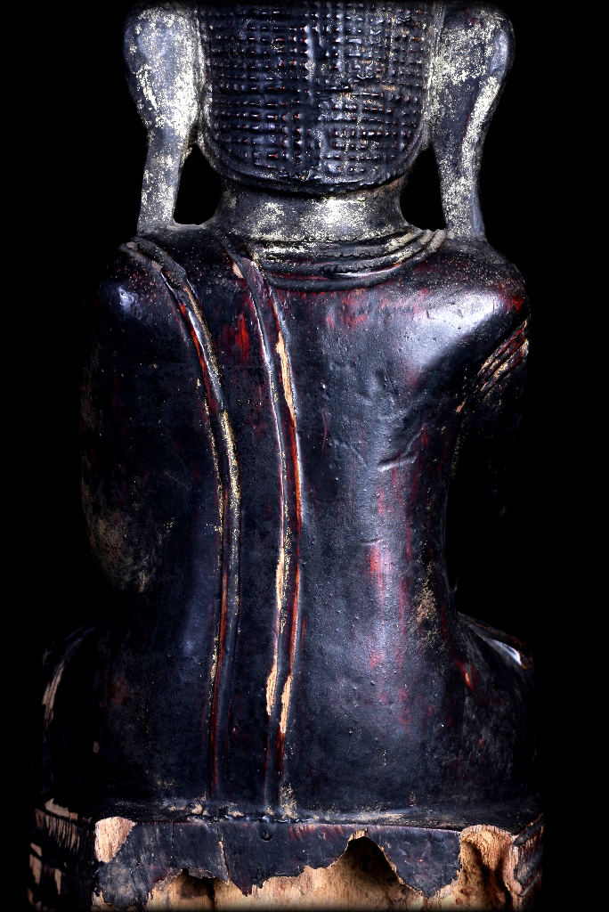 Extremely Rare 18C Wood Burmese Shan Buddha #A046